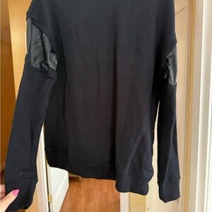 Black Sweatshirt with Leather Accents